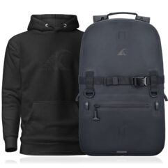 Breakwater Supply Color Pack Hoodie and Fogland Waterproof Backpack Outdoor Clothing for Men and Women Stealth Black